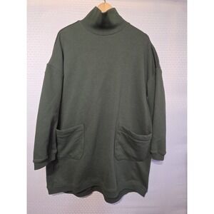 Pomander Place Women's M Green Funnel Neck Tunic Sweatshirt Long Sleeve‎ Pockets